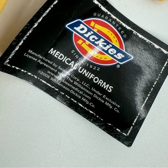 3/$15 DICKIES Scrub Top Adult SM Yellow Vneck Short Slv Uniform Workwear-stains - Picture 5 of 12